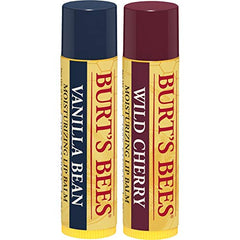 Burt's Bees Moisturizing Lip Balm for Dry Lips, 100% Natural Origin, Vanilla Bean & Wild Cherry - 2 Tubes, 2 Count, Value Pack