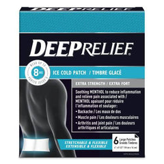 Deep Relief Extra Strength Ice Cold Pain Relief Patch, Reduces Inflammation, Relieve Backache and Muscle Pain, 6 count, (Pack of 1)