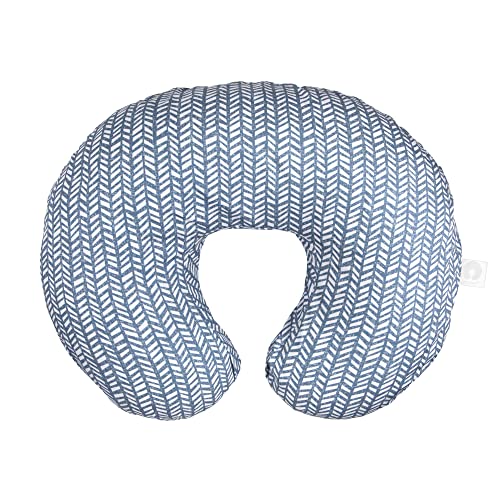 Boppy Nursing Pillow Original Support, Blue Herringbone, Ergonomic Nursing Essentials for Bottle and Breastfeeding, Firm Hypoallergenic Fiber Fill with Removable Nursing Pillow Cover, Machine Washable