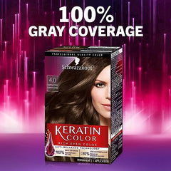 Schwarzkopf Keratin Color Permanent Hair Color Cream, 4.0 Cappuccino, 1 Count