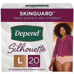 Depend Silhouette Adult Incontinence Underwear for Women, Maximum Absorbency, Large, Pink, 20 Count