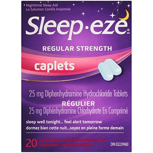 Sleep Eze Regular Strength Caplets - 20 Count - For Relieving Occasional Sleeplessness