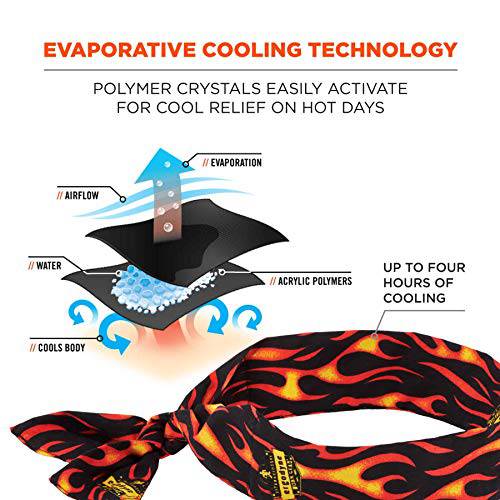 Ergodyne unisex-adult Chill-Its 6700 Evaporative Cooling Bandana, Flames, One Size