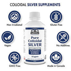 Colloidal Silver 10ppm 600ml - Colloidal Silver Liquid Minerals Trace Minerals - Colloidal Copper Supplements - Silver Colloidal Minerals Liquid - Formulated & Made in Canada