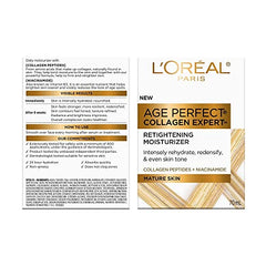 L'Oreal Paris Day Face Moisturizer Cream, Age Perfect Collagen Expert, with Collagen Peptides + Niacinamides, For Mature Skin, Suitable for Sensitive Skin Skincare, 70 ml