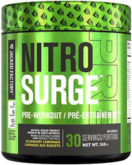 NITROSURGE Pre Workout Supplement - Endless Energy, Instant Strength Gains, Clear Focus, Intense Pumps - Nitric Oxide Booster & Preworkout Powder with Beta Alanine - 30 Servings, Blueberry Lemonade