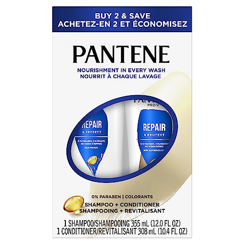 Pantene Shampoo and Conditioner Set, Repair & Protect for Damaged Hair, Safe for Color-Treated Hair (663 mL Total)