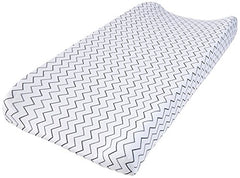American Baby Printed 100% Natural Cotton Jersey Knit Fitted Contoured Changing Table Pad Cover for Boys and Girls - Soft Breathable, Grey Zigzag, Single