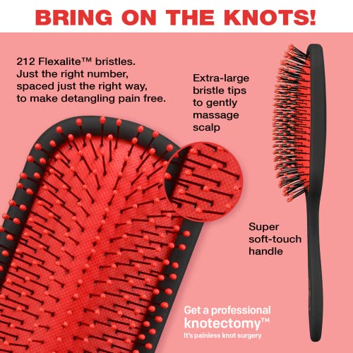 The Knot Dr. for Conair Hair Brush, Wet and Dry Detangler with Storage Case, Removes Knots and Tangles, For All Hair Types, Red Tie-Dye