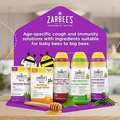 Zarbee's Baby Immunity Syrup, Zinc, Honey-Free, Immune System Support, Sweetened with Agave, 59 mL