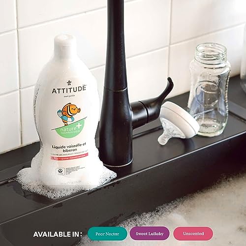 ATTITUDE Baby Bottle and Dishwashing Liquid, EWG Verified, No Dyes, Tough on Milk Residue and Grease, Vegan and Cruelty-Free, Pear Nectar, 700 mL
