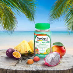 Centrum Adult MultiGummies Tropical Fruit Multivitamin and Multimineral Supplement, Pineapple-Mango, Dragonfruit, and Passionfruit Flavours, 120 count