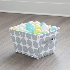 iDesign Dot Fabric Storage Bin, Angled Medium Basket Container with Dual Side Handles for Closet, Bedroom, Toys, Nursery - Gray