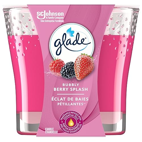 Glade Scented Candle, Bubbly Berry Splash, 1-Wick Candle, Air Freshener Infused with Essential Oils for Home Fragrance, 1 Count