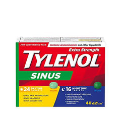 TYLENOL Sinus Extra Strength eZ Tabs, Relieves Sinus congestion and other Sinus symptoms, Daytime and Nighttime, Convenience Pack, 40ct