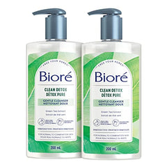 Bioré Clean Detox Gentle Face Cleanser Duo| Dermatologist Tested, Fragrance Free, Cruelty Free (Pack of 2)