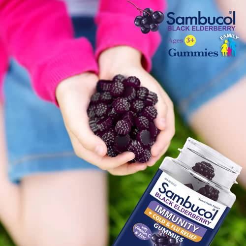 Sambucol Black Elderberry Immunity Gummies | Immune Support & Antioxidant | Quickly Relieves Cold & Flu Symptoms | Ideal for Families | Gluten Free | 90 Gummies