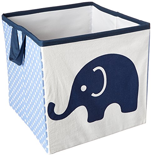 Bacati Elephants Storage Tote Basket, Blue/Grey, Small