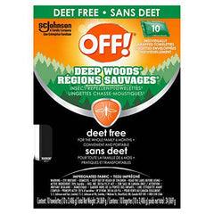 OFF Deep Woods Deet Free Insect and Mosquito Repellent Towelettes, Bug Spray Wipes for Camping, Bug Repellent Safe for Clothing, 10 Ct, (Packaging May Vary)