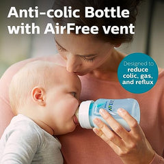 Philips Avent Anti-colic Baby Bottle with AirFree Vent Newborn Gift Set With Snuggle, Blue, SCD307/03