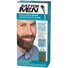 Just For Men Mustache & Beard, Beard Dye for Men with Brush Included for Easy Application, With Biotin Aloe and Coconut Oil for Healthy Facial Hair, Light-Medium Brown, M-30 (1 Count)