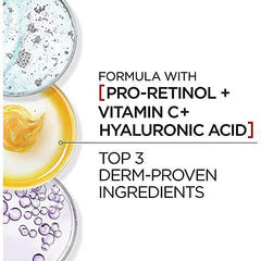 L'Oréal Paris Face Moisturizer, Pro-Retinol + Vitamin C + Hyaluronic Acid, Reduces look of Wrinkles & Firms Skin, Revitalift Triple Power LZR, Skincare, 50ml