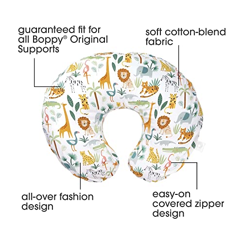 Boppy Nursing Pillow Cover, Colorful Wildlife, Cotton Blend, Fits The Original Support Boppy Pillow for Breastfeeding, Bottle Feeding, and Bonding, Cover Only, Nursing Support Pillow Sold Separately