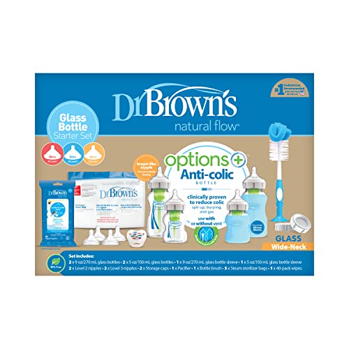 Dr. Brown’s Options + Wide-Neck Glass Baby Bottle Starter Set