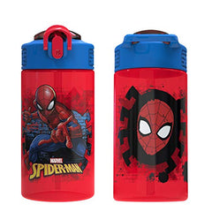 Zak Designs Marvel Spider-Man Kids Water Bottle with Spout Cover and Carrying Loop, Durable Plastic, Leak-Proof Water Bottle Design for Travel (16 oz, Non-BPA)