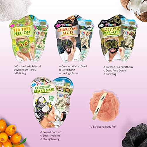 7th Heaven Pamper Hamper Gift Set - Contains a Variety of Peel-Off and Mud Face Masks, Hair Rescue Masque, and Exfoliating Body Puff
