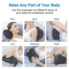 Etekcity Back Neck Massager Shiatsu Kneading Massage Pillow with 8 Heated Bi-directional Nodes Body Lower Back Shoulder, Adjustable Intensity with Heat, Gifts for Family, 2-Year Warranty, FDA Approved, Black