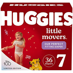 Huggies Little Movers Baby Diapers, Size 7, Giga Pack, 36ct
