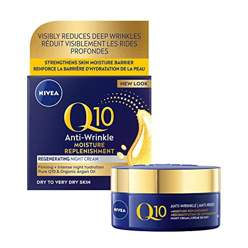 Nivea Q10 Anti-Wrinkle Moisture Replenishment Night Cream, 50mL | Anti-wrinkle night cream with argan oil