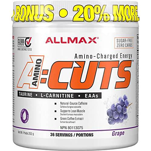 ALLMAX Nutrition - AMINOCUTS (A:CUTS) - Weight-Management BCAA (L-Carnitine + Taurine + Green Coffee) - Grape Escape - 252 Gram - 36 Servings, 252-Gram