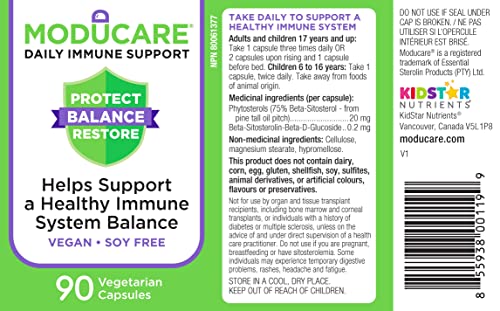 Moducare Daily Immune Support, Plant Sterol Dietary Supplement, 90 vegetarian capsules