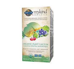 Garden of Life Mykind Organics Organic Plant Calcium, 90's A certified organic plant Calcium formula that includes Vegan D3 and Vitamin K2 as MK-7.Helps in the development and maintenance of bones and teeth.