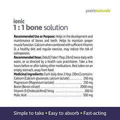 Prairie Naturals Liquid ionic bone solution 1:1 500 Milliliter