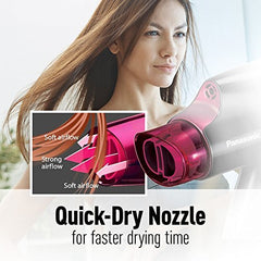 Panasonic Compact Travel Hair Dryer With Nanoe Technology and Quick-Dry Nozzle - Ehna27k, Black & Pink Travel Size, 550 Grams