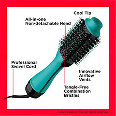 Revlon ‎ ‎RVDR5222FTEA2 One-Step™ Volumizer and Ionic Hair Dryer with Advanced Ionic Technology™, Hot Air Brush, Less Frizz, 3Heat/ 2 Speed Settings, Tea