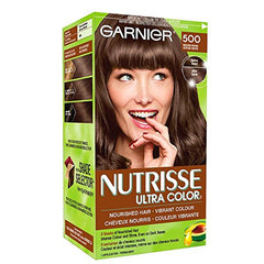 Garnier Nutrisse Ultra Color, Permanent Hair Dye, 500 Medium Brown, Vibrant Colour, Silky and Smooth Hair Enriched With Avocado Oil, 1 Application