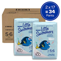 HUGGIES Disposable Swim Diapers - Size 5-6 Large, Huggies Little Swimmers, 34 ct
