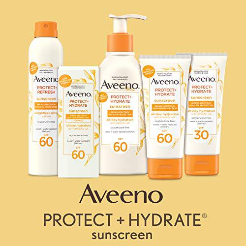 Aveeno Protect + Hydrate Moisturizing Body Sunscreen Lotion With Broad Spectrum Spf 30 & Prebiotic Oat, Weightless & Refreshing Feel, Paraben-free, Oil-free, Oxybenzone-free, 3.0 ounces