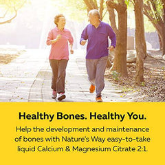 Nature's Way Calcium and Magnesium Citrate 2:1 - Liquid Supplement with Vitamin D3, Vitamin K2 and Collagen – Helps Support the Maintenance of Bones and Teeth – Orange Flavour, 500 mL