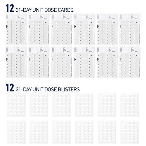 EZY DOSE 31 Day Disposable Pill or Vitamin Planner Refill Pack | Monthly Medication Organizer | Large White 24 Piece Set