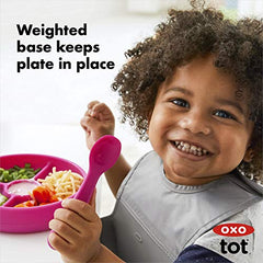 OXO Tot Silicone Divided Plate Pink