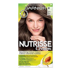 Garnier Nutrisse Cream, Permanent Hair Colour, 51 Medium Ash Brown, 100% Grey Coverage, Nourished Hair Enriched With Avocado Oil, 1 Application