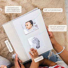 Pearhead Classic Baby Memory Book with an Included Clean-Touch Ink Pad to Create Baby's Handprint or Footprint, Ivory