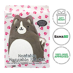 GAMAGO Fat Cat Heating Pad & Pillow Huggable - Microwavable Heat Pad for Cramps, Aches & Anxiety Relief - Cute Heat Pack Stuffed with Eco-Friendly Wheat & Dried Lavender - 10.5"