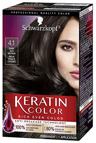 Schwarzkopf Keratin Color Permanent Hair Color Cream, 4.1 Dark Ash Brown, 1 Count