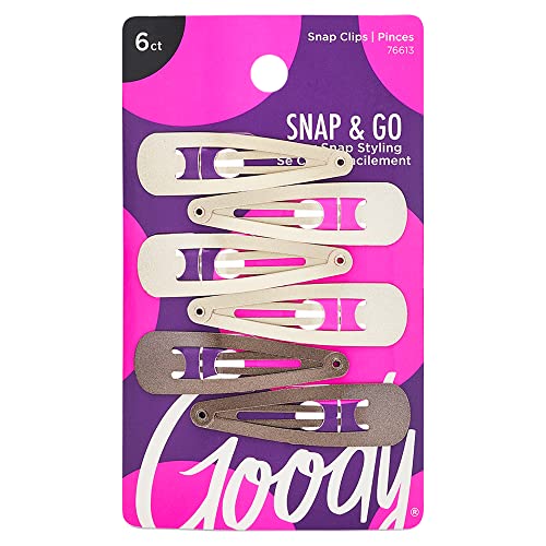 Goody Metal Contour Hair Snap Clips Blonde Colors - Just Snap Into Place - Suitable for All Hair Types - Pain-Free Hair Accessories for Women and Girls - All Day Comfort, 6 Count (Pack of 1)